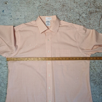 Brooks Brothers Shirt Long Sleeve Mens Check (read desc.) - Orange - Size L