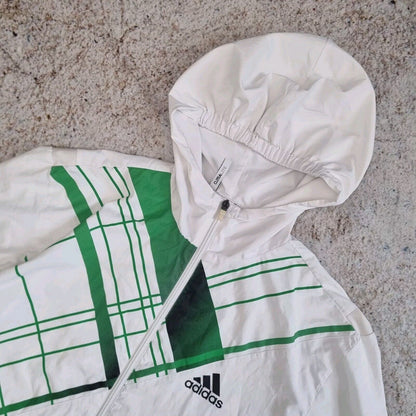 Adidas Climalite Mens Hooded Windbreaker JACKET - SMALL - Green White Tennis