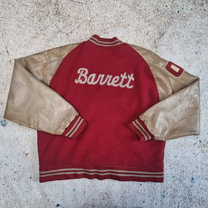 Vintage 80s Wool Varsity Jacket XL Made in USA Women's Red Brown