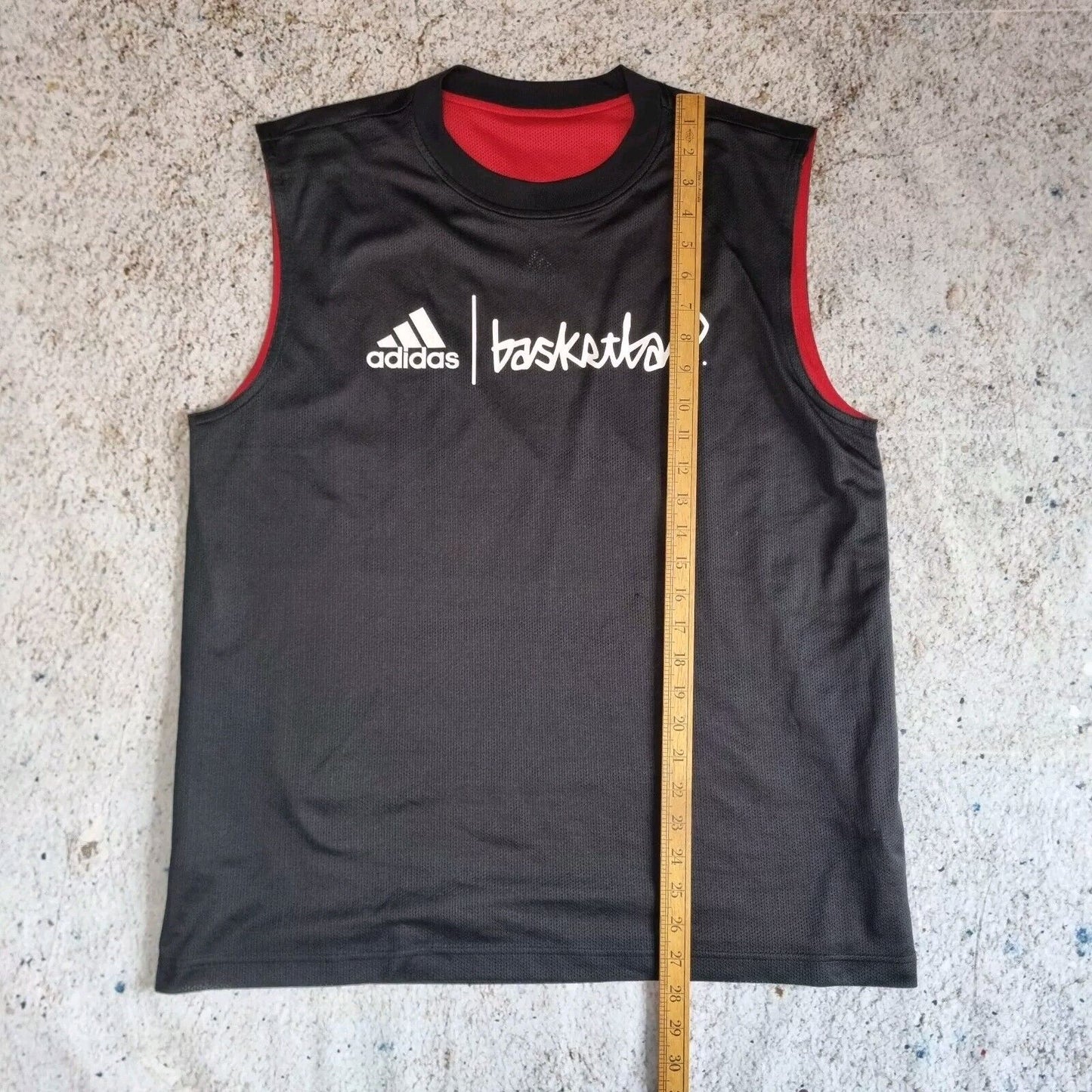 ADIDAS BASKETBALL JERSEY BASKETBALL REVERSIBLE SIZE S Black Red Retro