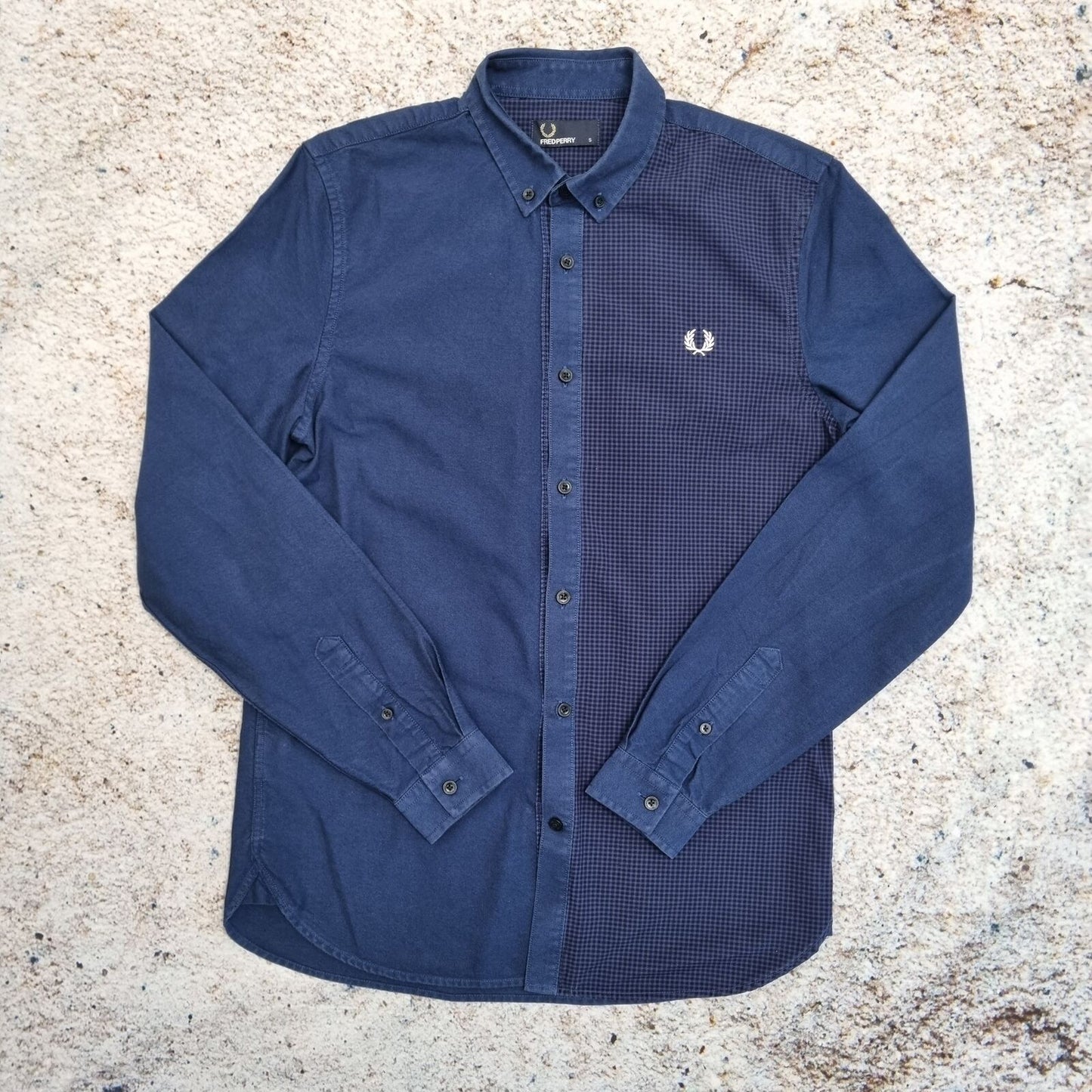 Fred Perry OXFORD SHIRT TWO TONE CHECK  - Blue - Size S