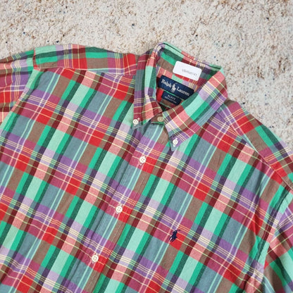 Ralph Lauren OXFORD SHIRT BLAKE CHECK SHORT SLEEVE - Red - Size M