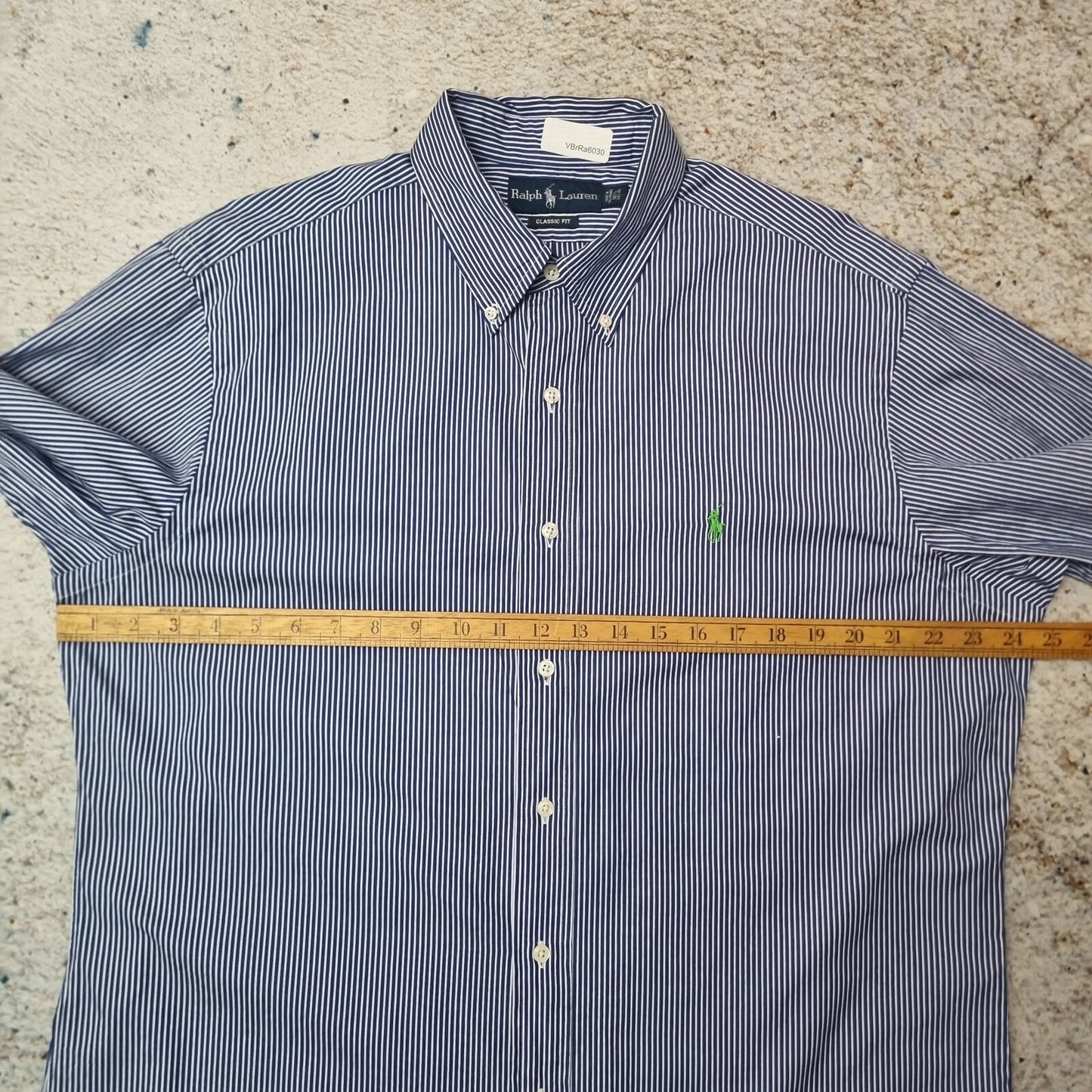 Ralph Lauren OXFORD SHIRT CLASSIC FIT STRIPED 34-35 L  - Blue - Size 16.5