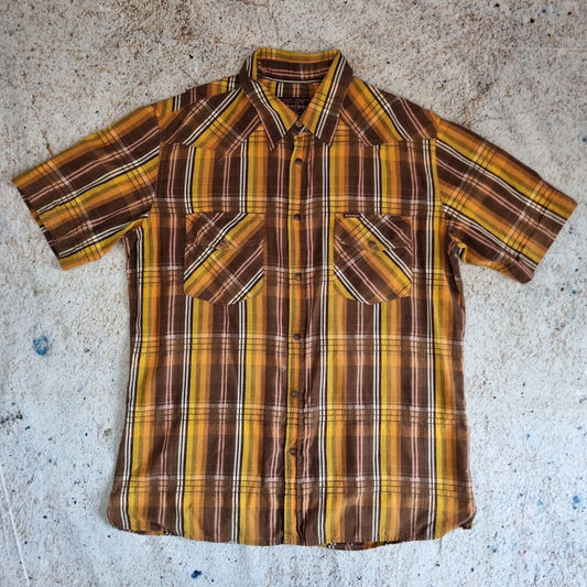 Marlboro Classics Shirt Vintage Men's Check Plaid XL Brown