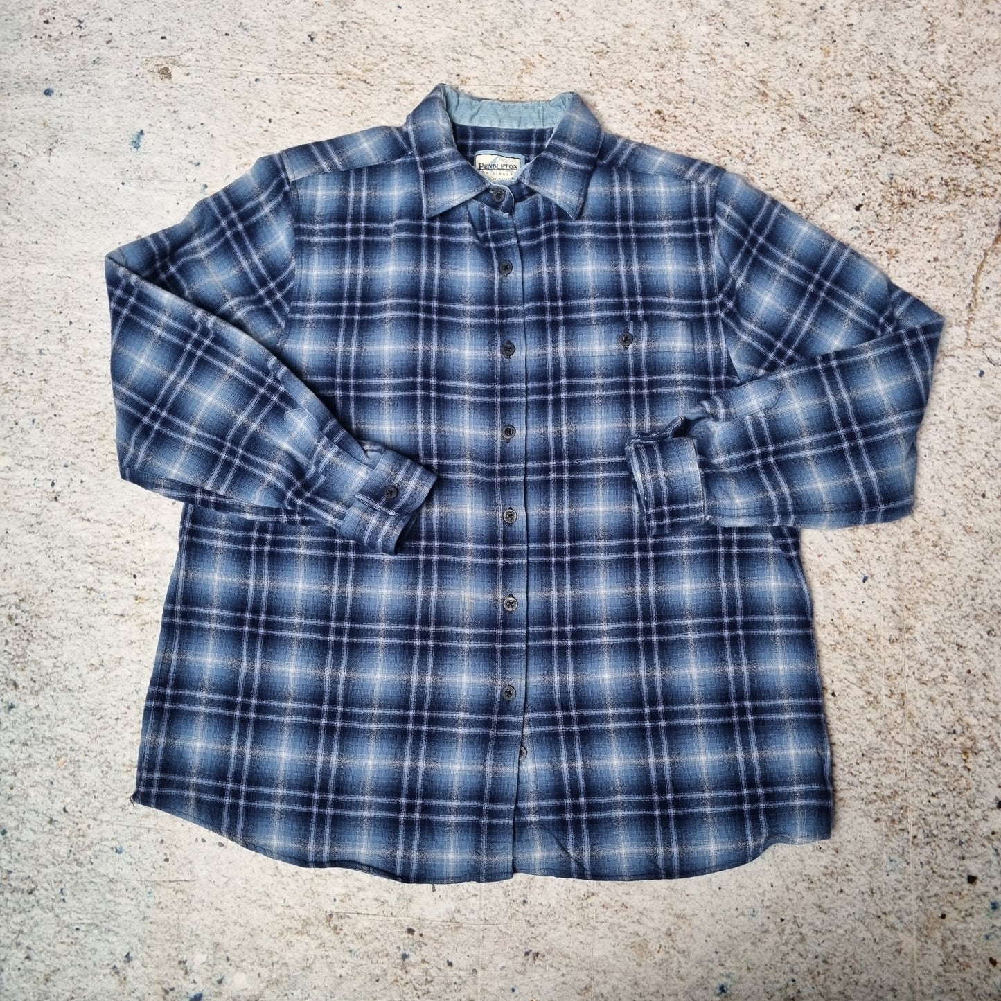 Pendleton Shirt 100% virgin wool Women Long Sleeve Check  - Blue - Size L