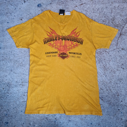 Harley Davidson Biker T-Shirt Short Sleeve Orlando 2009 Eagle - Yellow - Size M