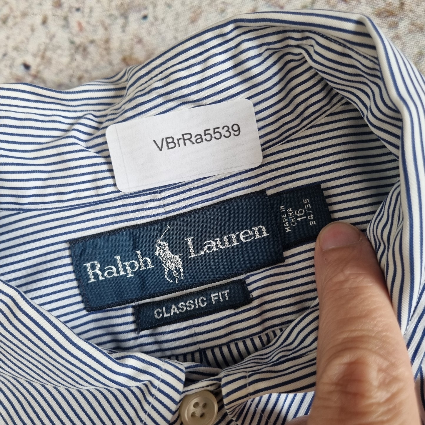 Ralph Lauren OXFORD SHIRT CLASSIC FIT STRIPE 34/35 - White - Size 16