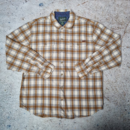 Woolrich Shirt wool Mens Long Sleeve Vintage Check  - Brown - Size L