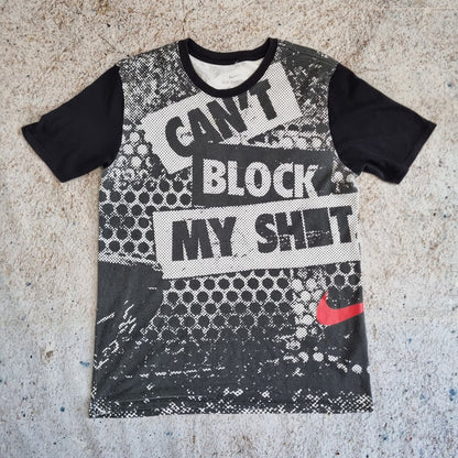 Nike Graphic Print Tee Cant Block My Shot Y2k M Black T Shirt Vtg