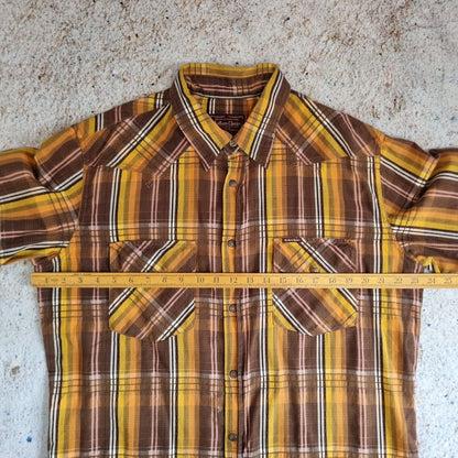 Marlboro Classics Shirt Vintage Men's Check Plaid XL Brown