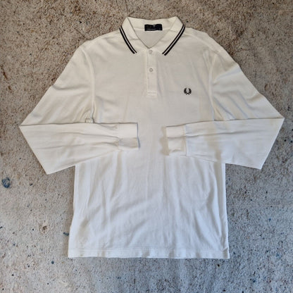 Mens Fred Perry Long Sleeved Polo Shirt White M