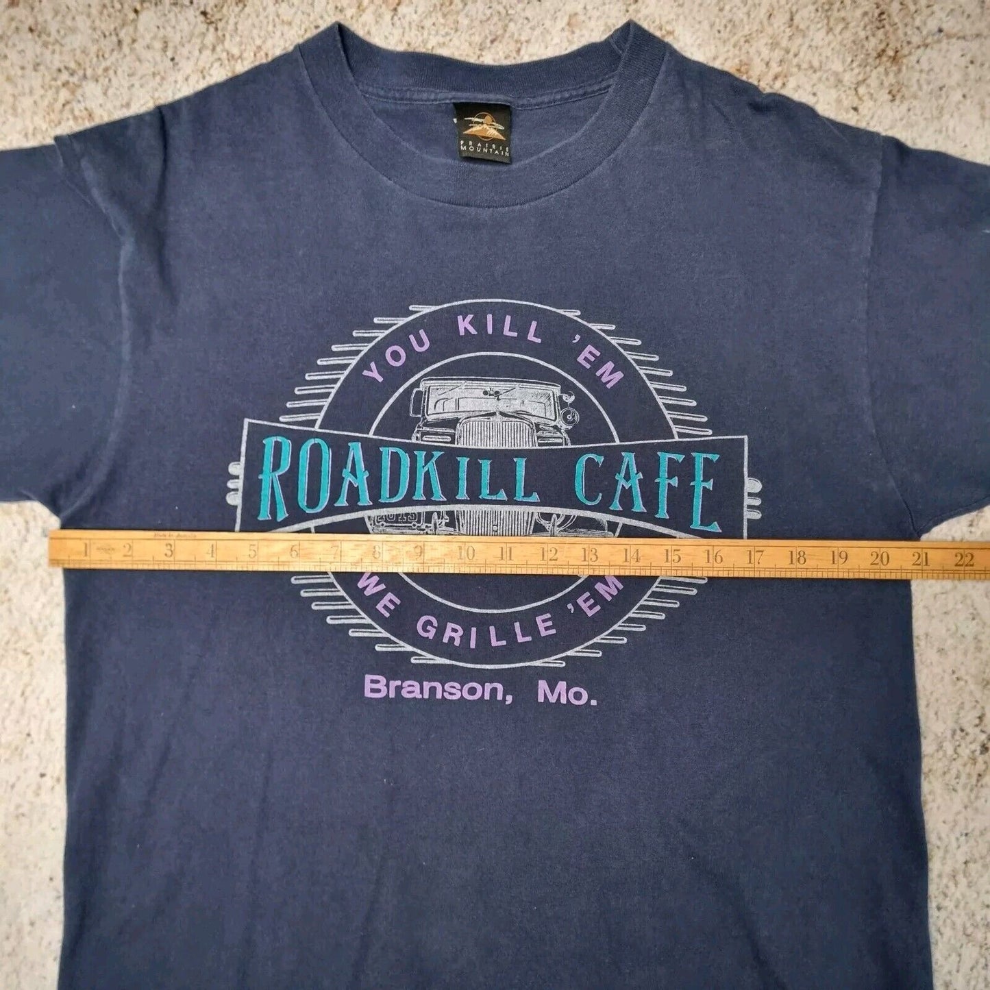 Vintage Roadkill Cafe Branson L Shirt Single-Stitch NAVY Made In USA