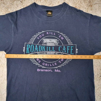 Vintage Roadkill Cafe Branson L Shirt Single-Stitch NAVY Made In USA