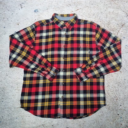 Woolrich Flannel Shirt Long Sleeve Mens Check Plaid - Red Tartan - Size L