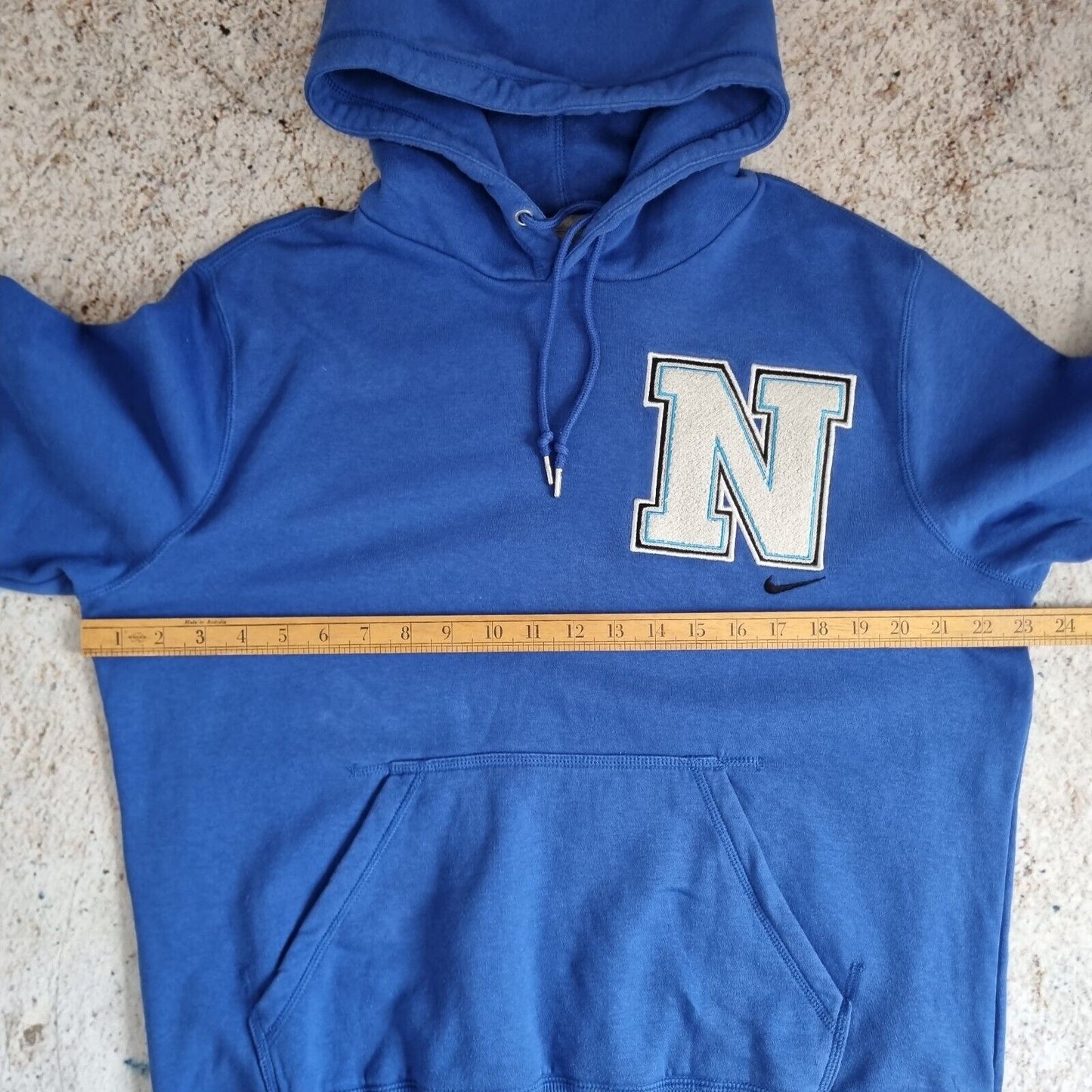 Nike Hoodie Vintage Y2K Pull Over Letterman Sports Sweatshirt, Blue, Mens Medium