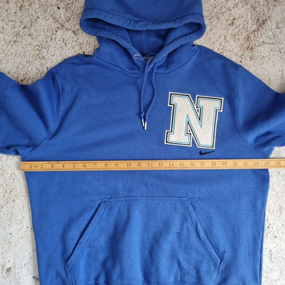 Nike Hoodie Vintage Y2K Pull Over Letterman Sports Sweatshirt, Blue, Mens Medium