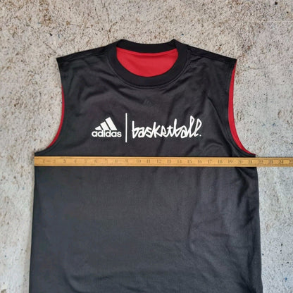 ADIDAS BASKETBALL JERSEY BASKETBALL REVERSIBLE SIZE S Black Red Retro