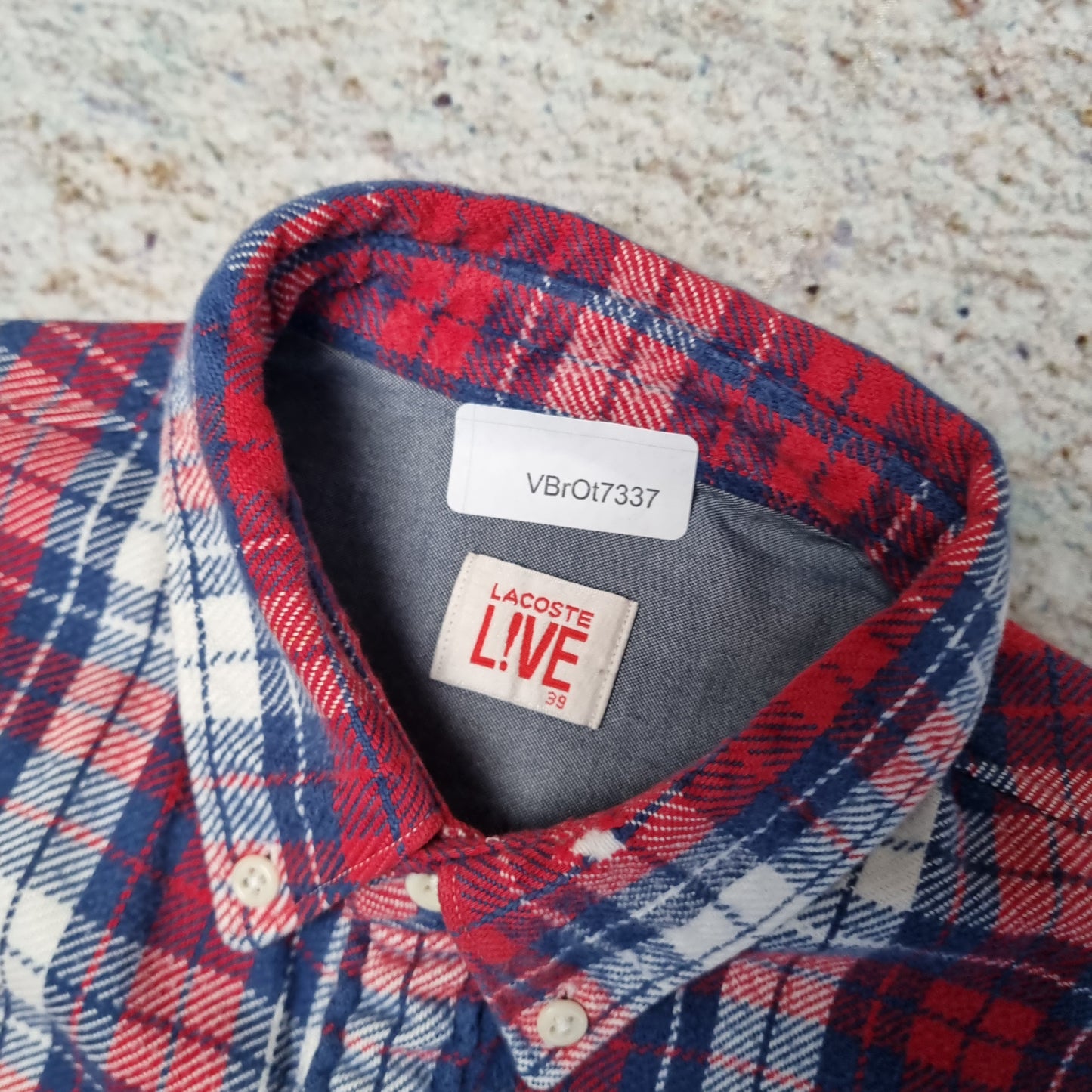 Lacoste Live Flannel Shirt Long Shirt Check Plaid - Red - Size S