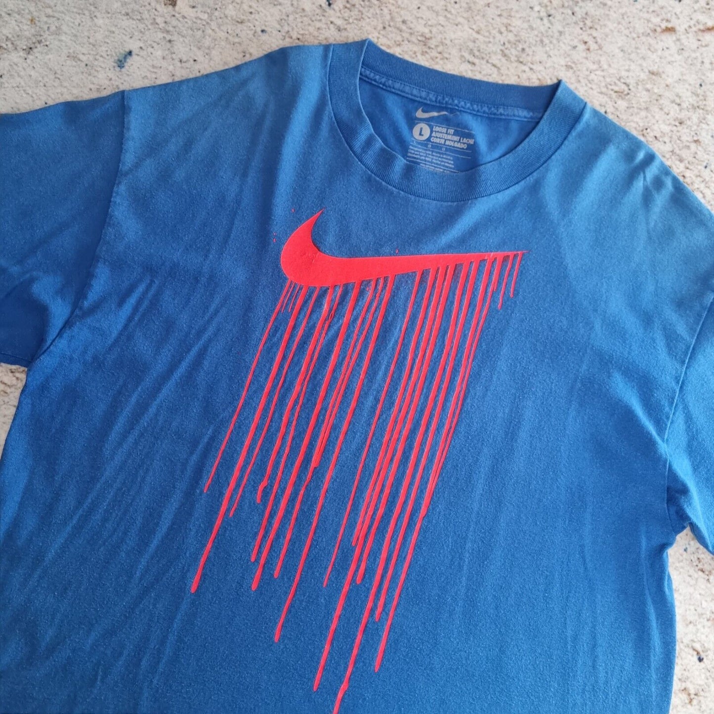 NIKE Mens Slime Grafiti T-Shirt Blue Size L Retro