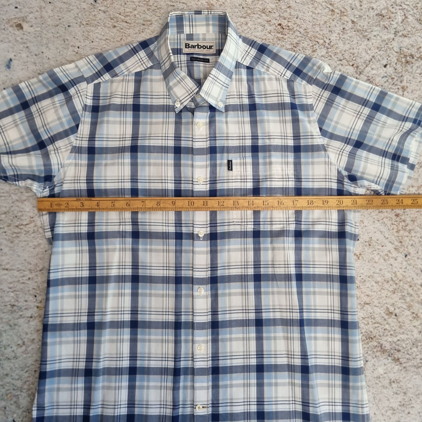 Barbour OXFORD SHIRT GERALD SHIRT SHORT SLEEVE CHECK - Blue - Size M