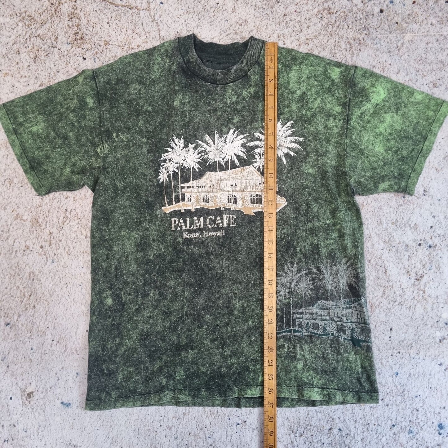 Vintage GRAPHIC T SHIRT PALM CAFE HAWAII VINTAGE SINGLE STITCH - Green - Size M