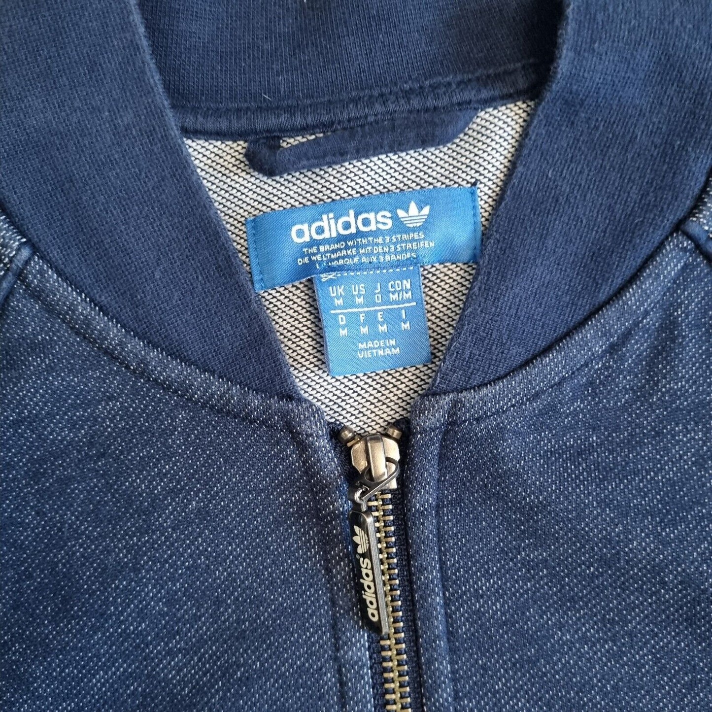 Adidas Jacket Bomber Mens Medium Blue Navy Firebird Trefoil Originals Y2K