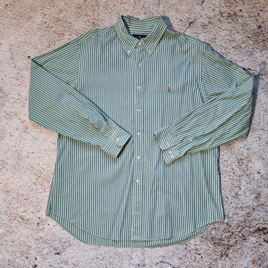 Ralph Lauren OXFORD SHIRT CLASSIC FIT STRIPE - Green - Size 17 34 35