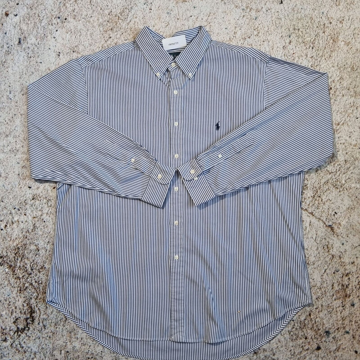 RALPH LAUREN OXOFRD SHIRT CLASSIC FIT STRIPE  - Blue - Size 17.5 34-35