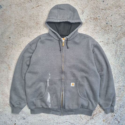 Carhartt Hoodie Full Zip Mesh Lined Sweatshirt USA Workwear  - Grey - Size XL