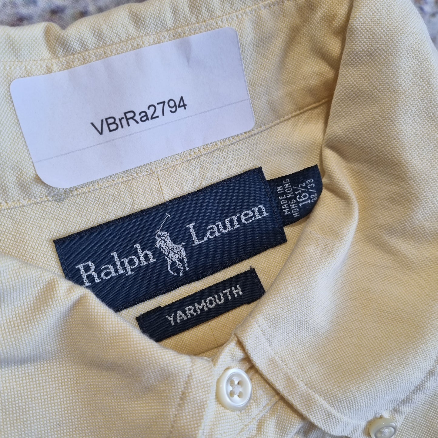 RALPH LAUREN OXFORD SHIRT YARMOUTH PLAIN - Yellow - Size 16.5 32/33