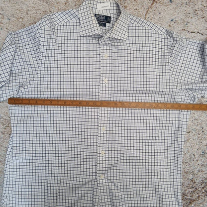 Ralph Lauren DRESS SHIRT REGENT CLASSIC FIT CHECK PLAID - White - Size 17 34