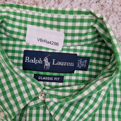 Ralph Lauren OXFORD SHIRT CLASSIC FIT CHECK PLAID - Green - Size 15.5 34/35