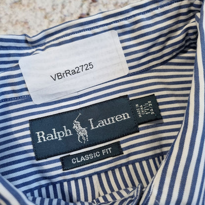 RALPH LAUREN OXOFRD SHIRT CLASSIC FIT STRIPE  - Blue - Size 17.5 34-35