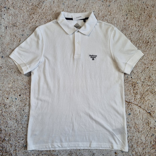 BARBOUR BEACON POLO SHIRT  - WHITE - Size M