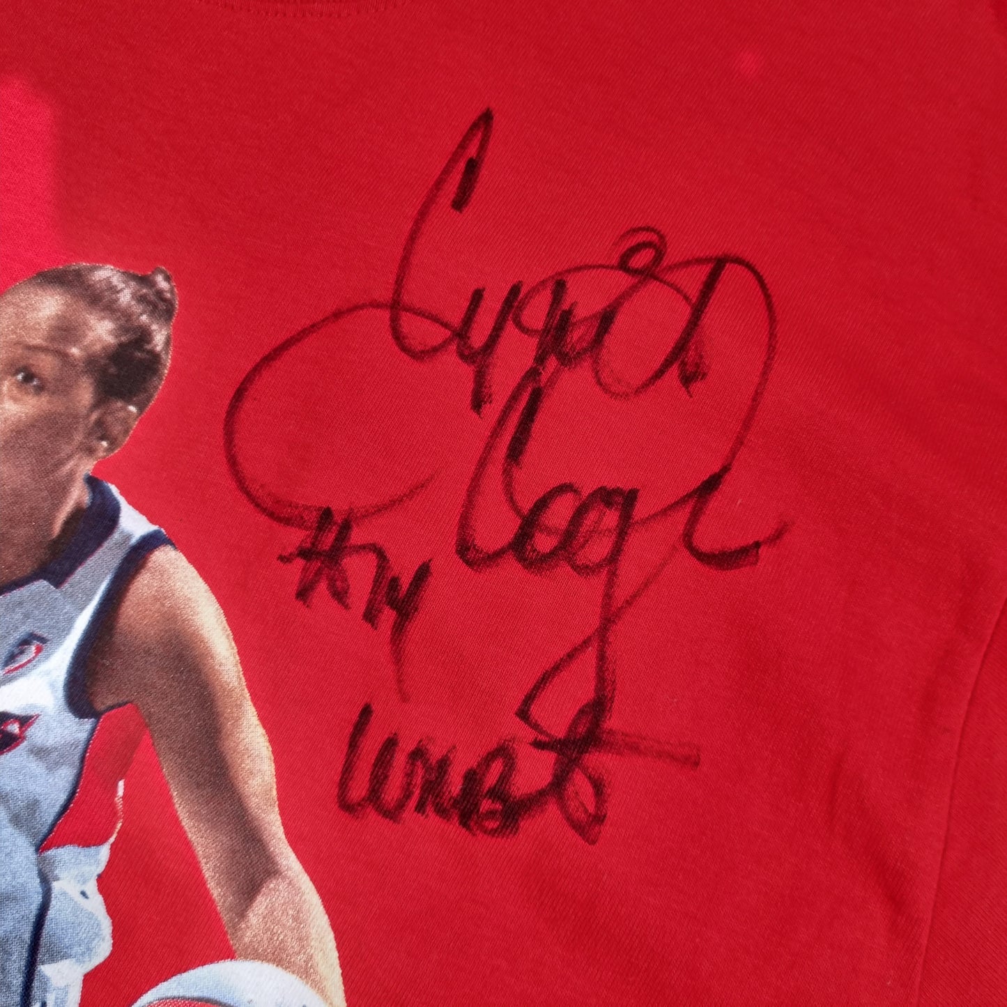 REEBOK T-SHIRT CYNTHIA COOPER SIGNED HOUSTON COMETS - Red - Size M