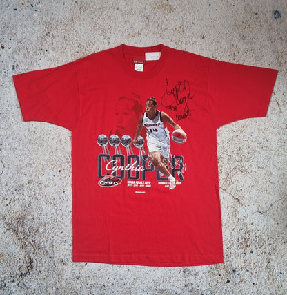 REEBOK T-SHIRT CYNTHIA COOPER SIGNED HOUSTON COMETS - Red - Size M