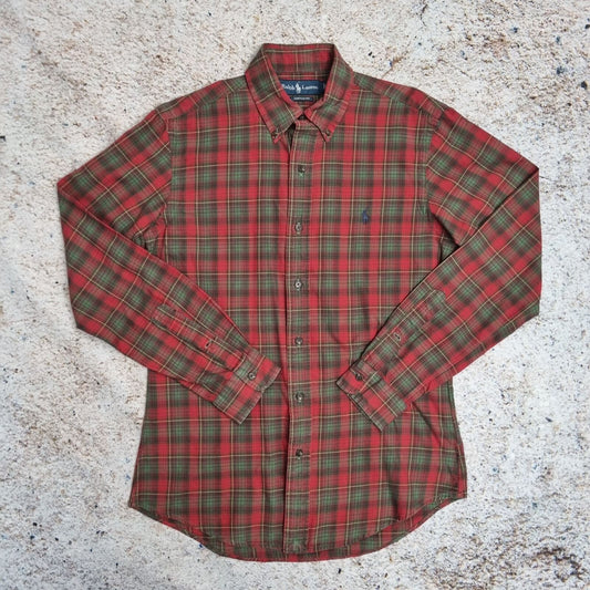 Ralph Lauren OXFORD FLANNEL SHIRT CUSTOM FIT CHECK TARTAN - Red - Size S