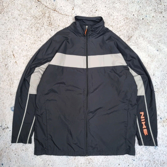 Vintage Nike Full Zip Jacket Lined Windbreaker Size XL Grey Black Y2K