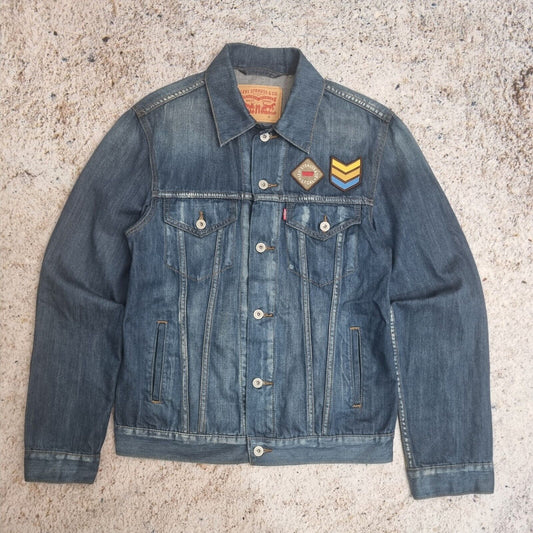 LEVI'S Denim Jean Jacket Patch Special Edition Blue Size M