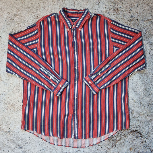 Ralph Lauren OXFORD SHIRT 100% LINEN STRIPE - Red - Size XXL