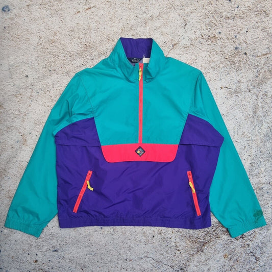 Vintage 90s Woolrich Sigmet Gear Color Block 1/2 Zip Nylon Jacket Women's XL